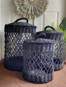 Black Laundry Basket Natural Bali