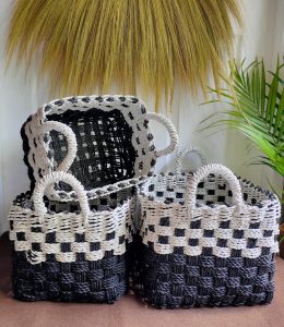 Verbana Brick Basket Black White